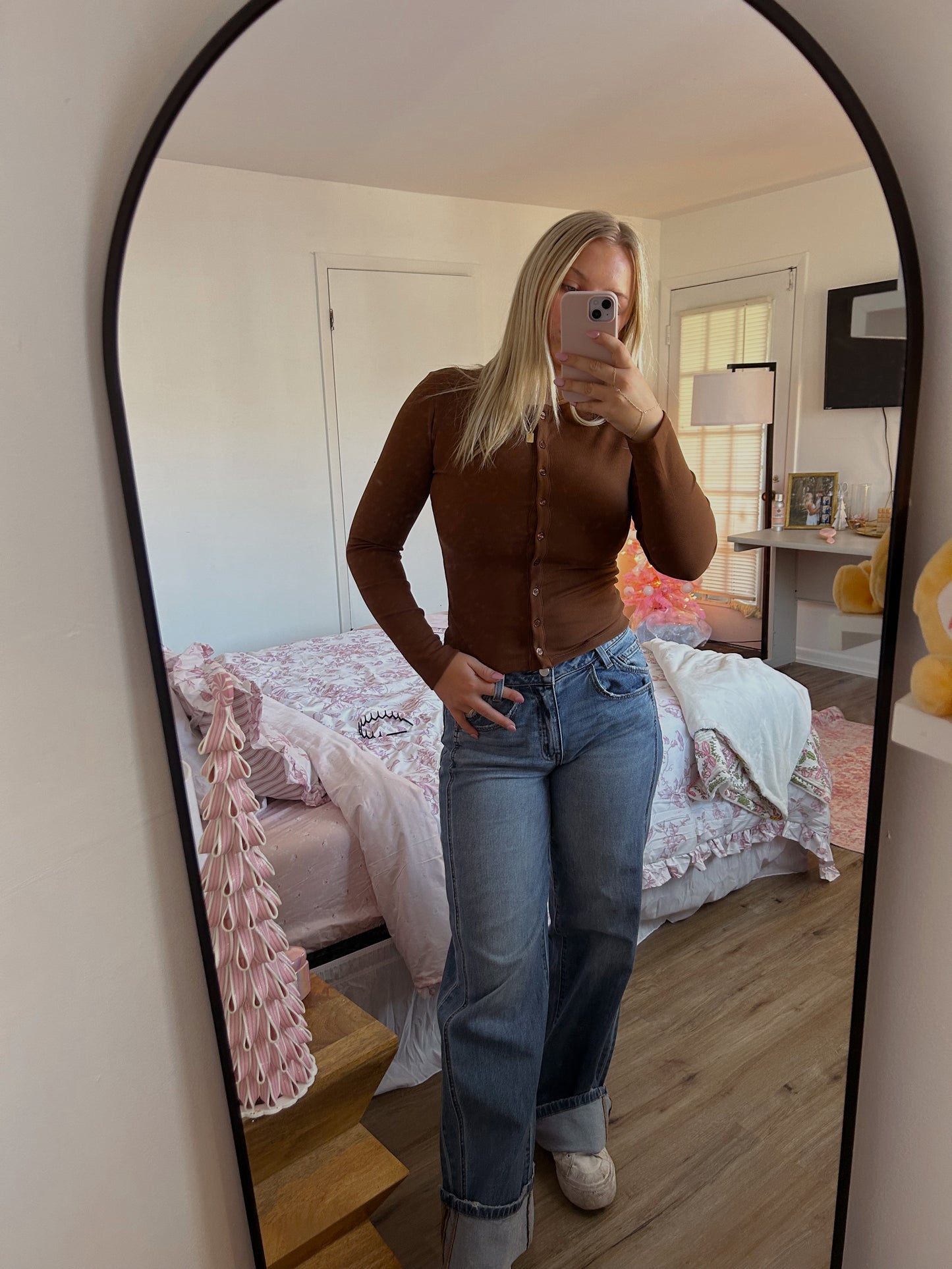 Coffee Button Down Top