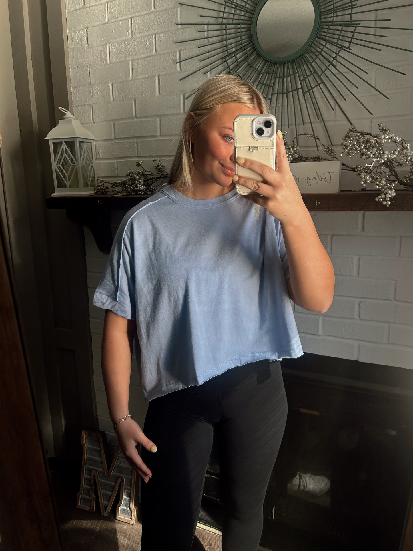 Oversized Cropped Light blue T-Shirt