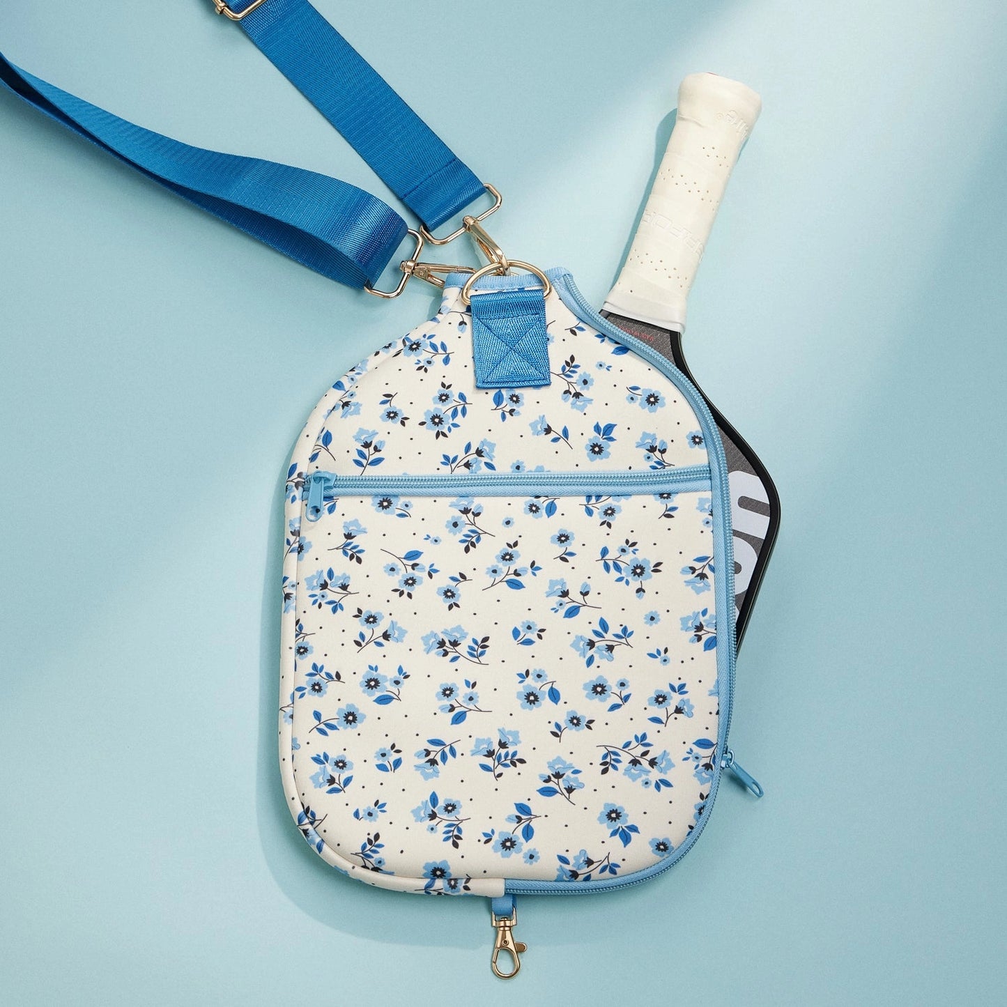 Blue Floral Pickleball Paddle Bag