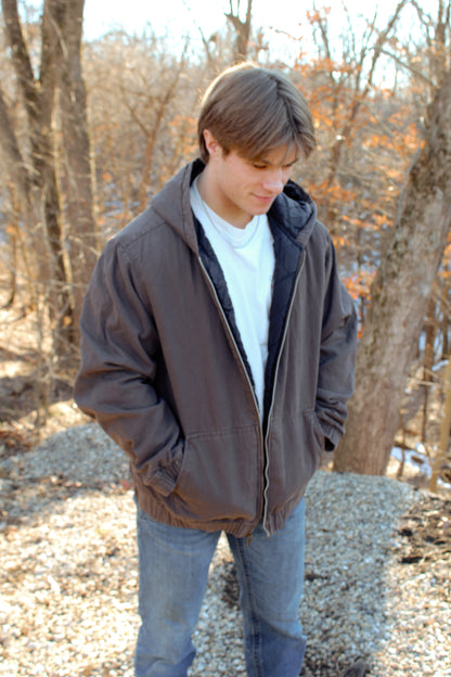Quilt-Lined Hooded Jacket- Brown