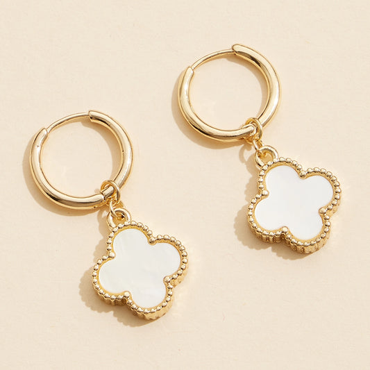 Gold/White Clover Earrings