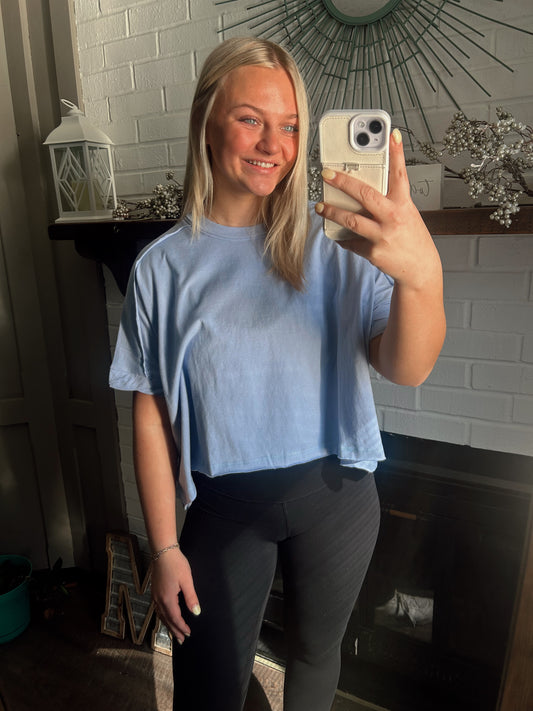 Oversized Cropped Light blue T-Shirt