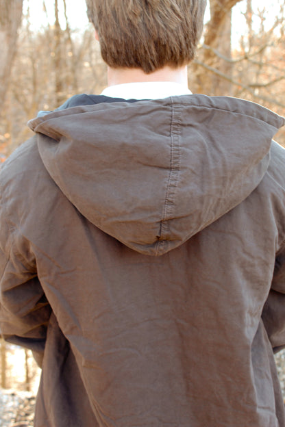 Quilt-Lined Hooded Jacket- Brown