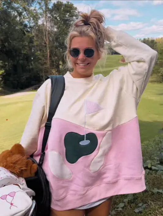 Golfing on the green mock neck sweatshirt
