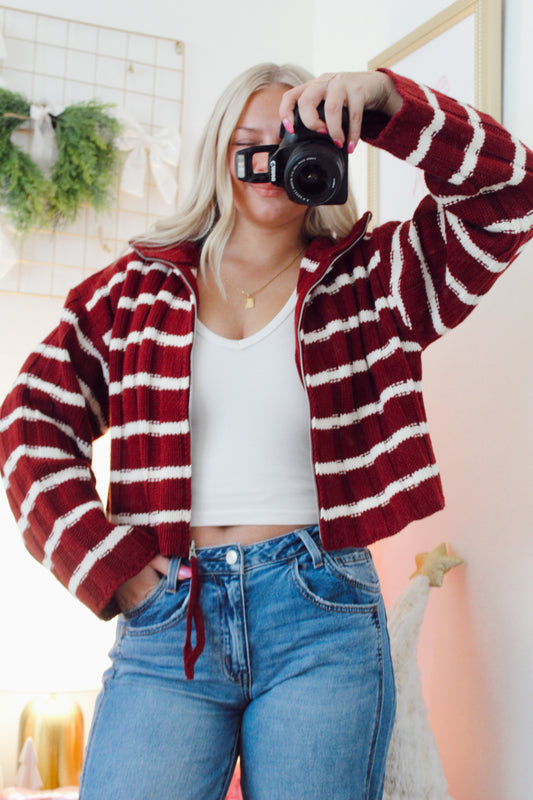Candy Cane Sweater Jacket
