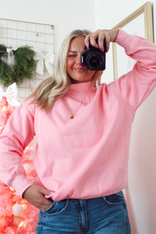 Pink Mock Neck