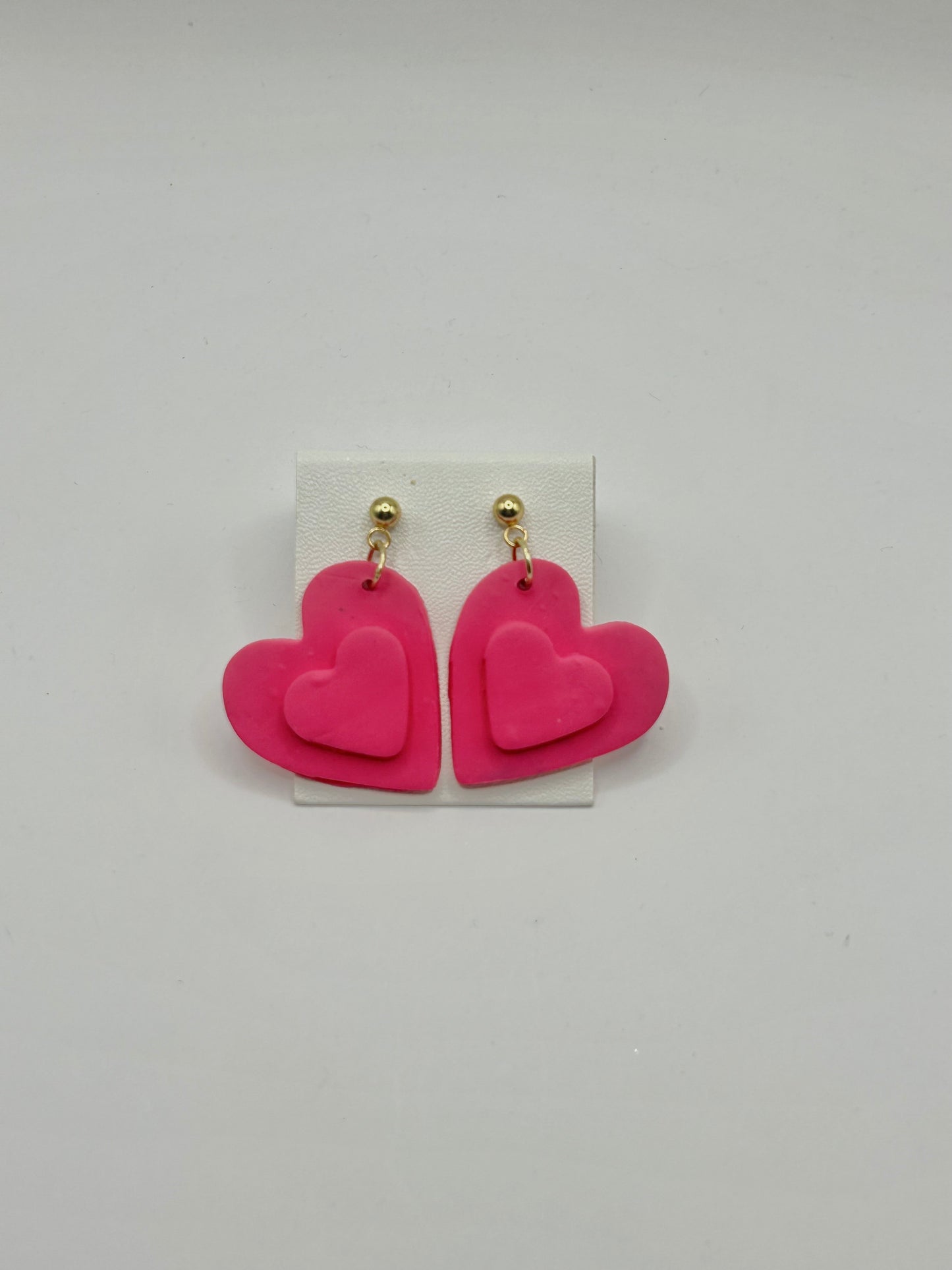 Pink Heart Dangle Valentines Earrings