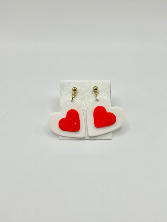 Red Heart Dangle Valentines Earrings