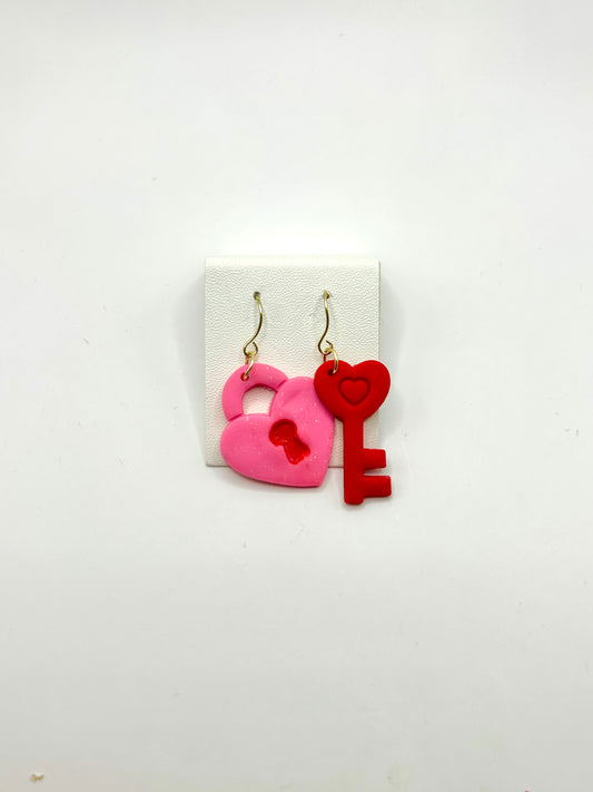 Lock & key Valentines Earrings